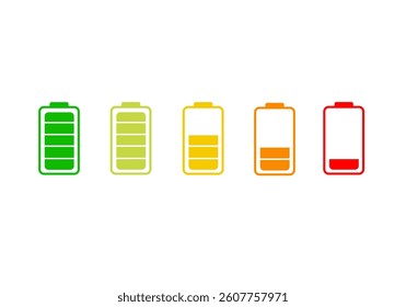 Battery icon. Fill energy sign. Full electric power. Accumulator level bar. Vector illustration.
