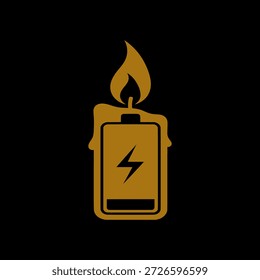 A battery icon with a flame, symbolizing power and energy, on a black background.