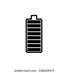 Icono de la batería. Símbolo plano blanco y negro de carga del dispositivo. Signo de nivel de energía.
