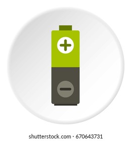 Battery icon in flat circle isolated vector illustration for web