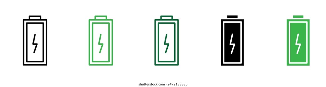 Battery icon Flat logo set collection
