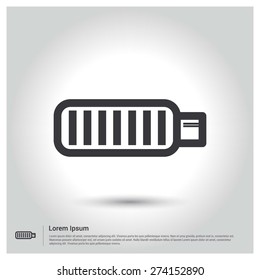 Battery Icon, Flat pictogram Icon design gray background. Vector illustration.