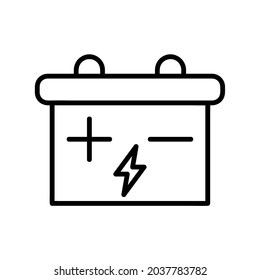 Battery icon. Flat pictogram for web. Line stroke. Simple accumulator symbol isolated on white background. Outline vector eps10