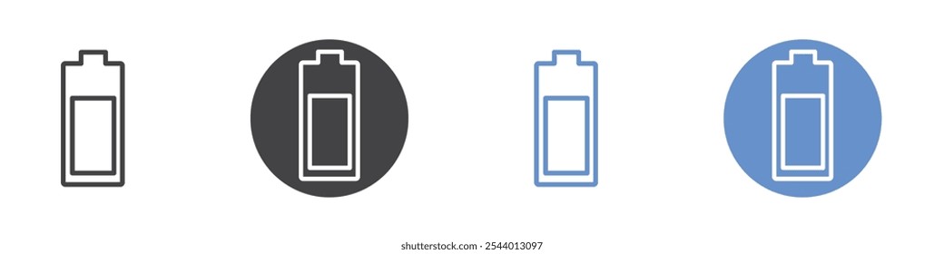 Ícone de bateria Plano definido em preto e branco