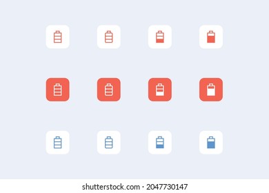 Battery icon. Flat and simple design with orange and blue colors. Suitable for website icons and other design needs.