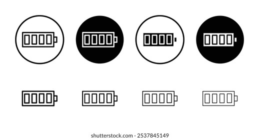 Battery icon Flat simple outline set