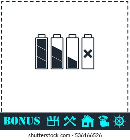 Battery icon flat. Simple vector symbol and bonus icon