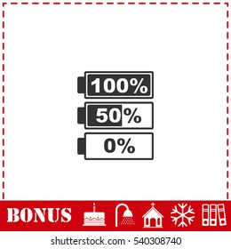 Battery icon flat. Simple vector symbol and bonus icon