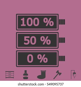 Battery icon flat. Simple vector grey pictogram and bonus symbol