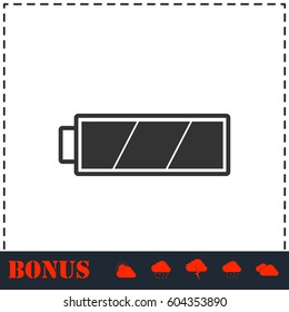 Battery icon flat. Simple vector symbol and bonus icon