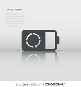 Battery icon in flat style. Accumulator vector illustration on white isolated background. Energy charger business concept.