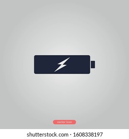 Battery icon in flat style isolated on white background. Vector illustration
