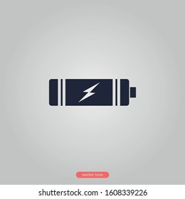 Battery icon in flat style isolated on white background. Vector illustration