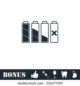 Battery icon flat. Vector illustration symbol and bonus pictogram