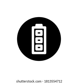 Battery icon in full state on white background. This symbol is perfect for the design of your website, application, UI, brochures, banners, templates.