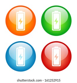 Battery Icon Glass Button Icon Set