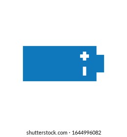 Icono de batería vector azul glifo