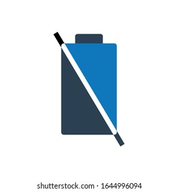Icono de batería vector azul glifo