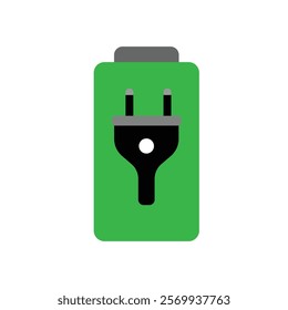 A battery icon with a green electric power symbol typically represents a fully charged or actively charging battery. The green color signifies that the battery has a good charge level, and the electri