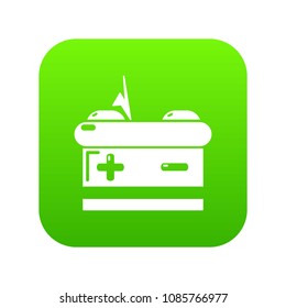Battery icon green vector isolated on white background