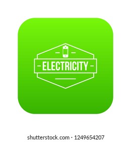 Battery icon green vector isolated on white background