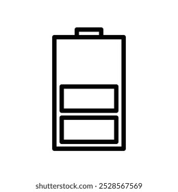 A battery icon at half charge, representing power levels, energy status, or device usage, often seen in tech-related visuals.