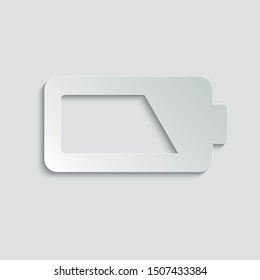battery icon. Half full battery icon.   paper icon  with shadow  