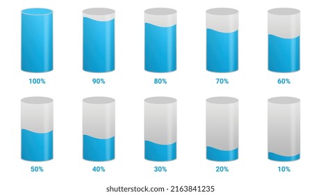 Battery Icon Infographic Vector Illustration, Battery At 10 20 30 40 50 60 70 80 90 100 Percent