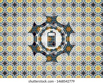 battery icon inside arabesque badge. arabic decoration.