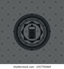 battery icon inside black emblem. Vintage.