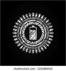 battery icon inside chalkboard emblem