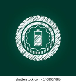 battery icon inside chalkboard emblem