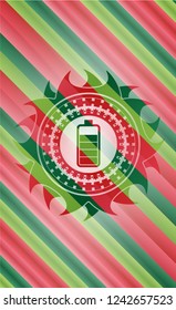 battery icon inside christmas badge background.