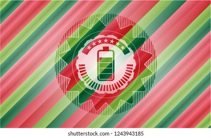 battery icon inside christmas badge background.