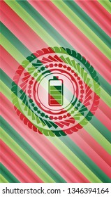 battery icon inside christmas emblem.