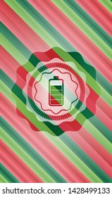 battery icon inside christmas emblem background.