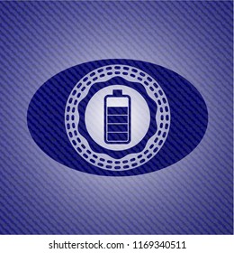battery icon inside denim background