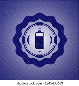 battery icon inside denim background