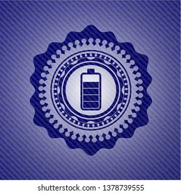 battery icon inside emblem with jean texture