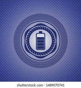 battery icon inside emblem with jean background