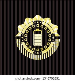 battery icon inside gold badge or emblem
