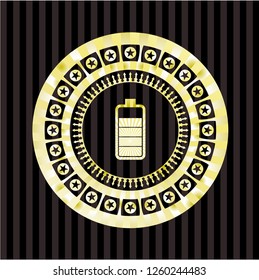battery icon inside gold emblem