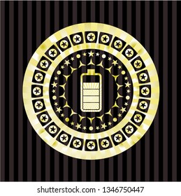 battery icon inside gold emblem