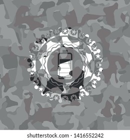 battery icon inside grey camo texture