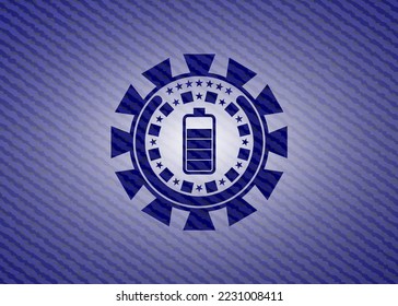 battery icon inside jean background. 
