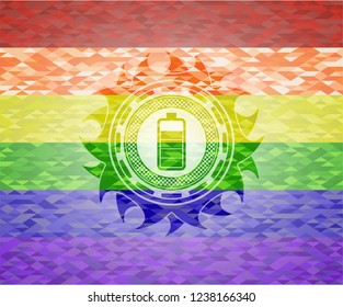 battery icon inside lgbt colors emblem 