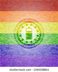 battery icon inside lgbt colors emblem 