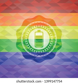 battery icon inside lgbt colors emblem 