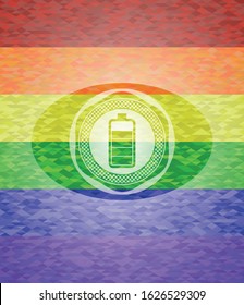 battery icon inside lgbt colors emblem 