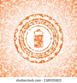 battery icon inside orange mosaic emblem